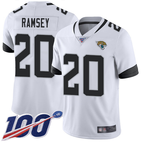 Jacksonville Jaguars #20 Jalen Ramsey White Youth Stitched NFL 100th Season Vapor Limited Jersey